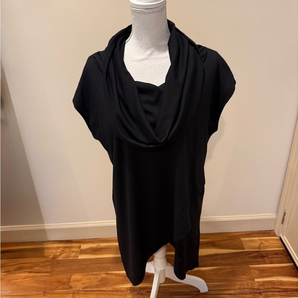 🖤 Bryn Walker Lavinia Black Modal Ponte Cowl Neck Crossover Tunic Top L - Picture 5 of 13
